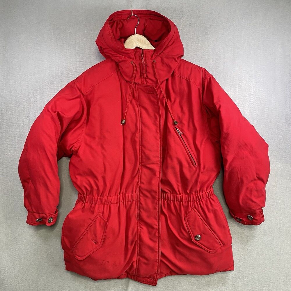 Vintage Eddie Bauer Premier Polar Parka Women’s L Red Down Coat As Is